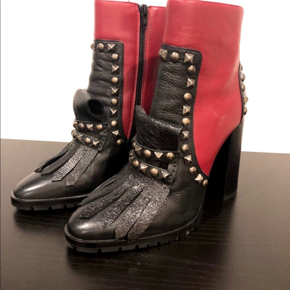 Hilfiger Collection Studded Boots Black Red US8.5